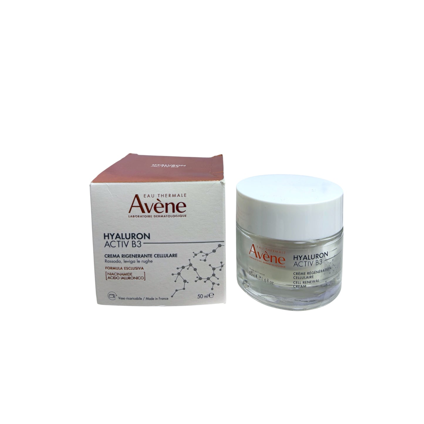 Avène Hyaluron Activ B3 Crema Regeneradora Celular de 50 ml con niacinamida y ácido hialurónico para hidratar, reafirmar y reducir las arrugas.
