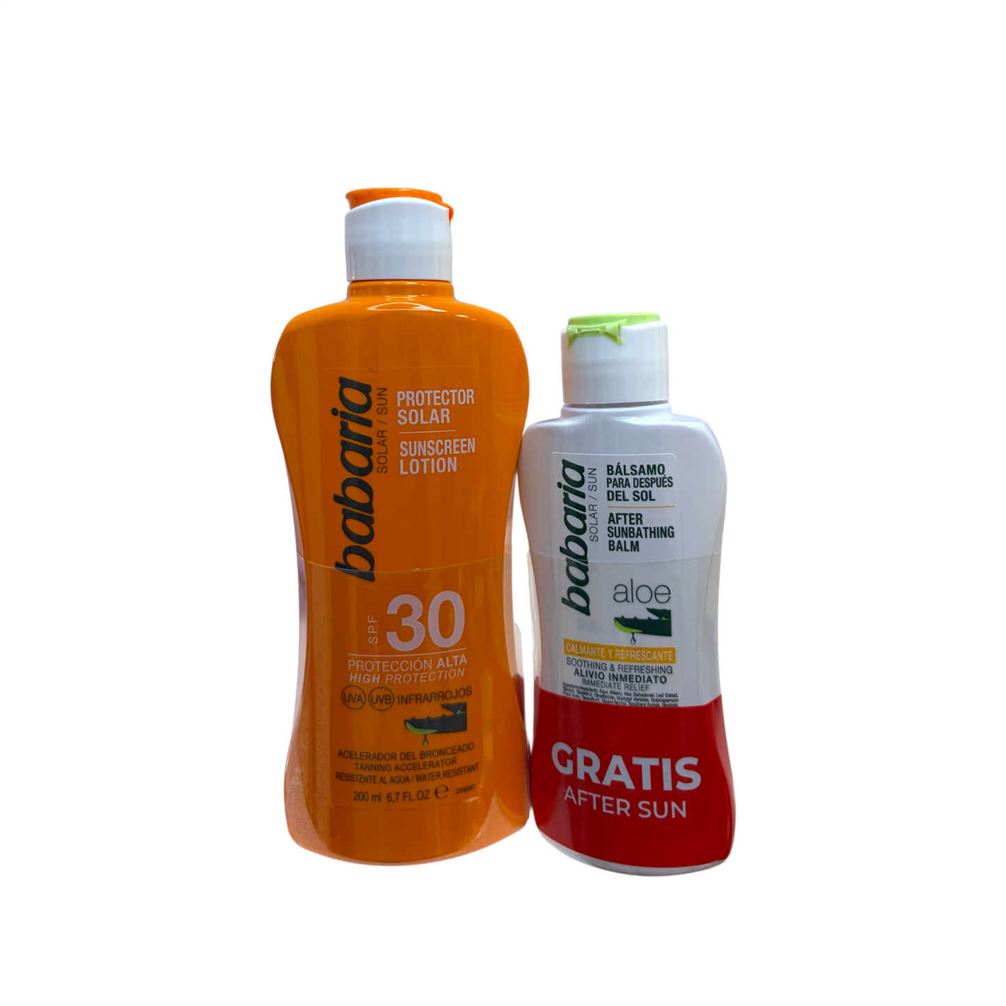 Babaria Protector Solar Corporal SPF 30 Loción 200 ml con After Sun Aloe Vera de regalo.