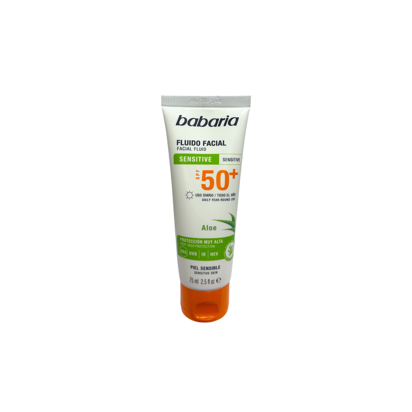 Babaria Fluido Facial Sensitive SPF 50+ con Aloe para pieles sensibles