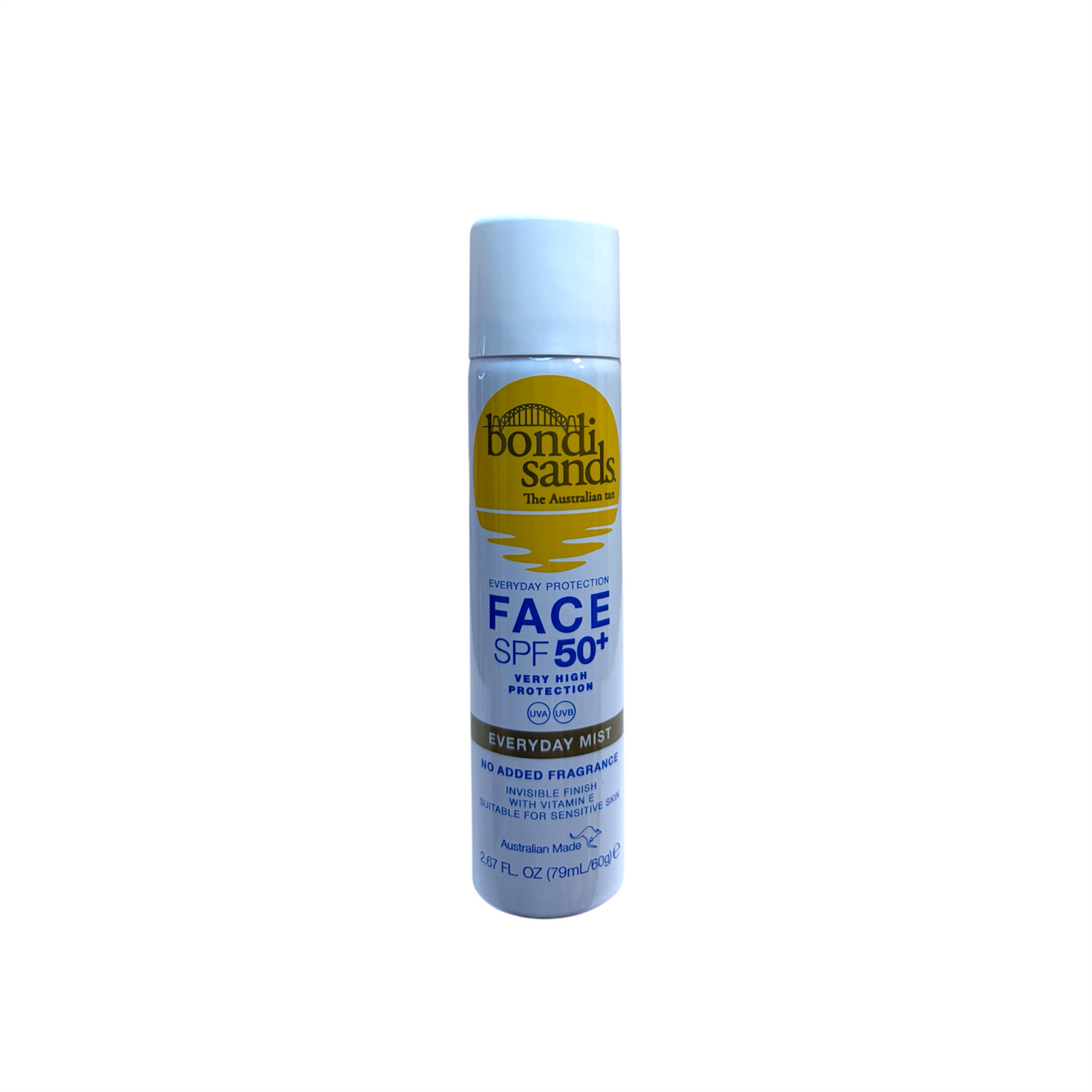 Bondi Sands Everyday Protection Face Mist SPF 50+, bruma facial con protección solar muy alta, acabado invisible y sin fragancia añadida de 79 ml.