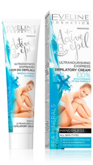 EVELINE ACTIVE EPIL CREMA DEPILATORIA CON MINERALES MARINOS +VITAMINA E (todo tipo de piel)125ML
