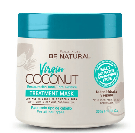Be Natural Mascarilla VIRGIN COCONUT restauración total 350 ml (Vegano):