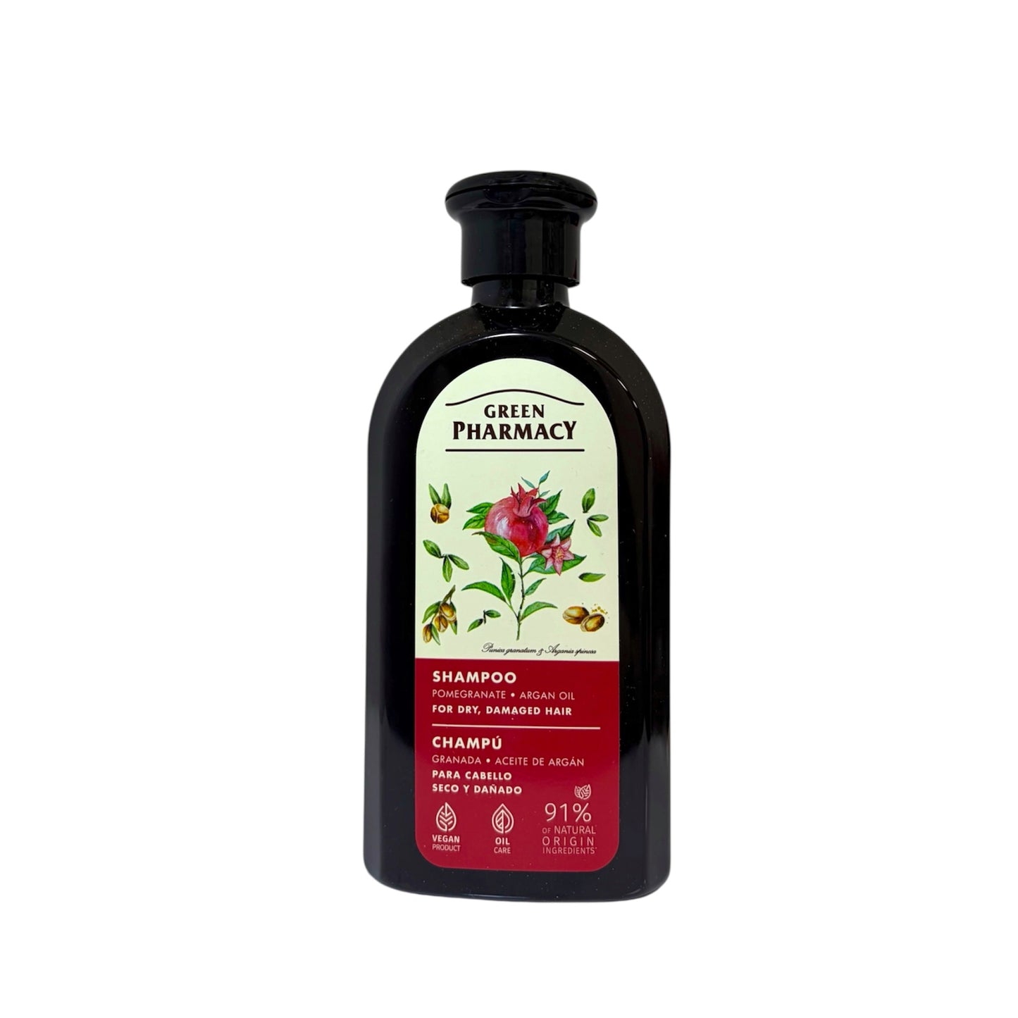 Green Pharmacy champú granada y aceite de argán para cabello seco y dañado