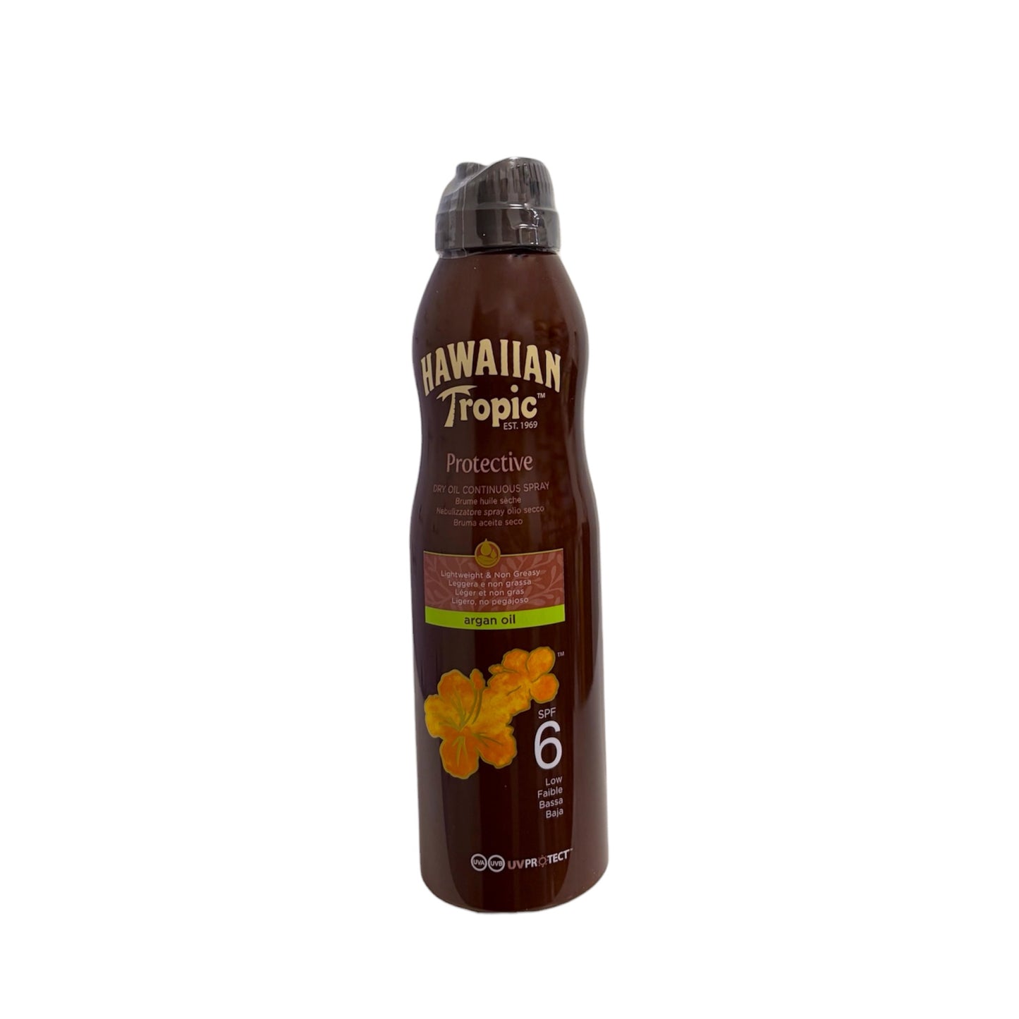Hawaiian Tropic Protective Dry Oil Continuous Spray SPF 6 aceite solar seco con aceite de argán