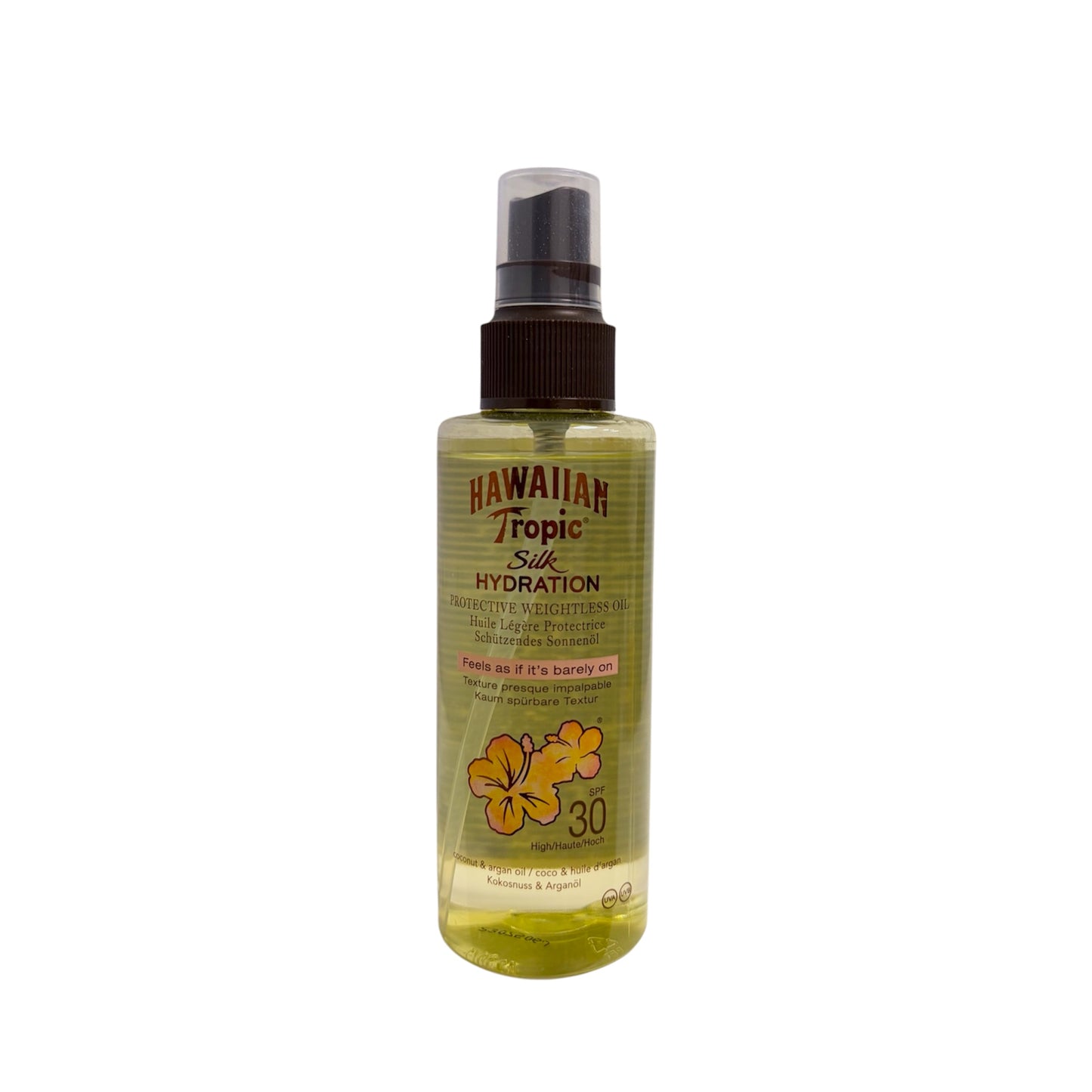 Hawaiian Tropic Silk Hydration Protective Weightless Oil SPF 30 aceite solar ligero con coco y argán