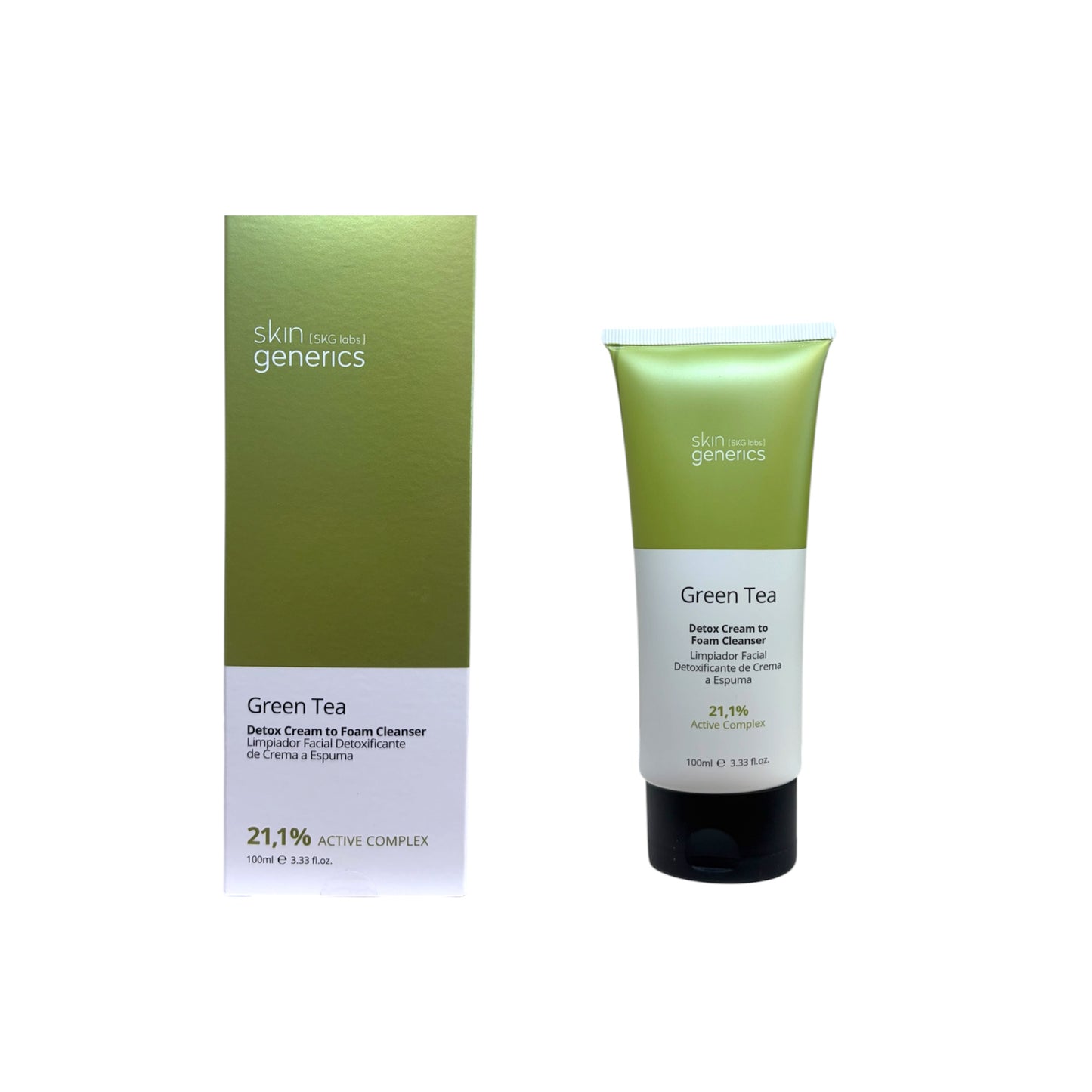 Limpiador facial Skin Generics Green Tea Detox Cream to Foam Cleanser 21,1% Active Complex 100 ml