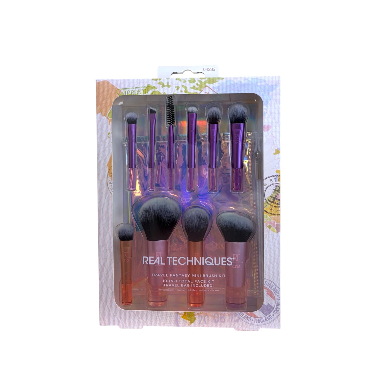 Set de brochas Real Techniques Travel Fantasy Mini Brush Kit con 10 piezas y neceser para maquillaje completo