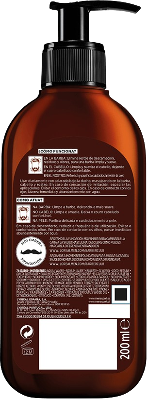 L´oreal Champú 3 en 1: barba, cabello y rostro