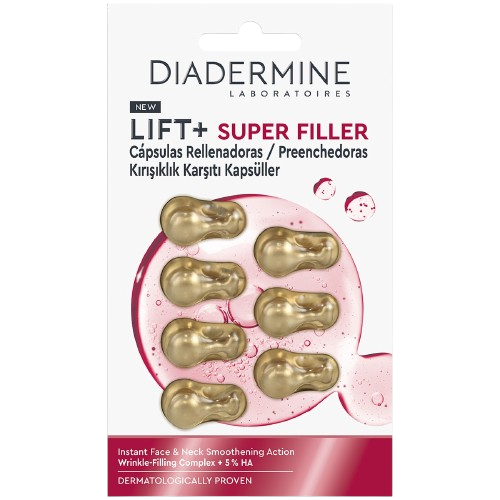 Diadermine Lift + cápsulas super rellenador acción alisante de rostro y cuello caja 7 ampollas