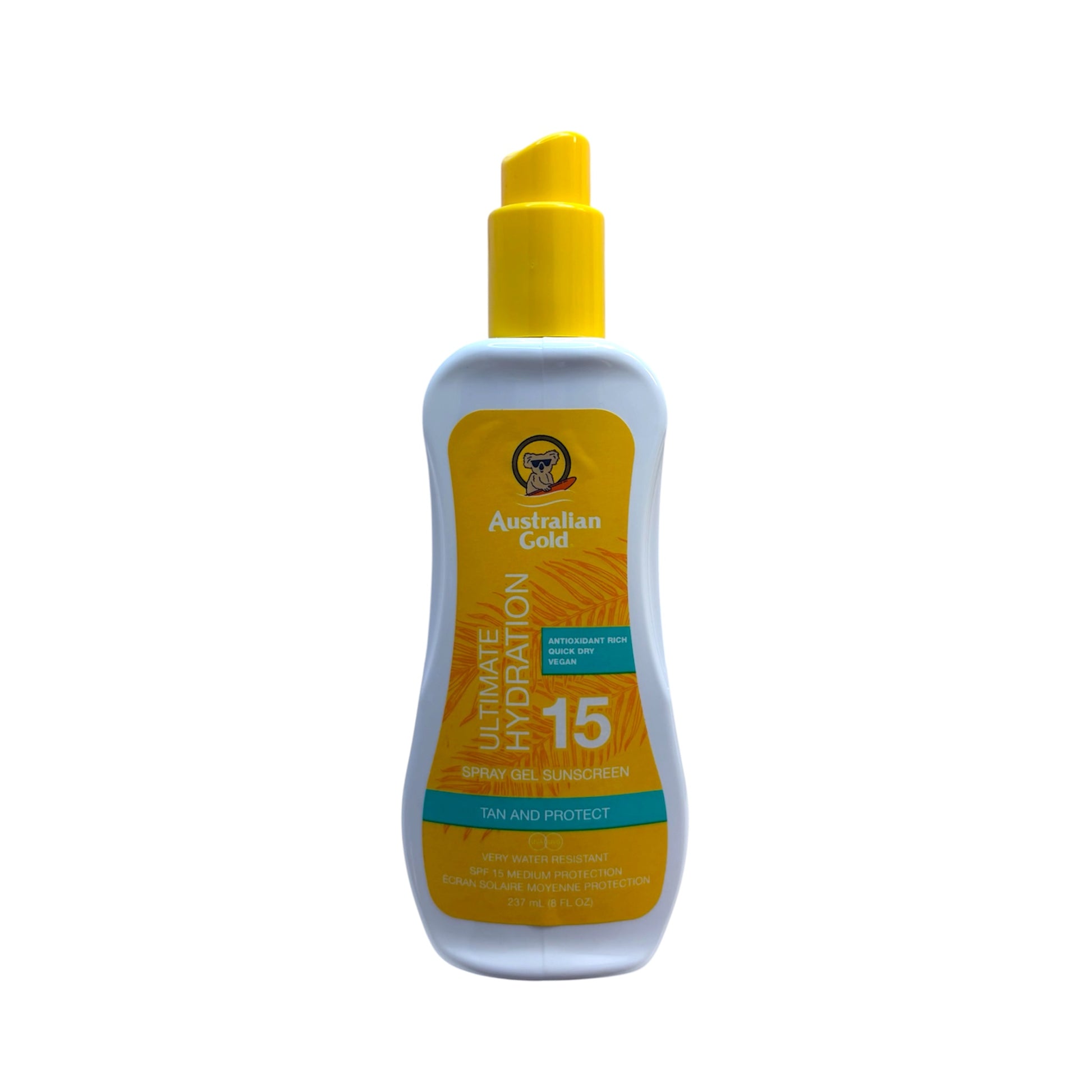 Australian Gold Spray Gel Protector Solar SPF 15 Ultimate Hydration Tan & Protect 237 ml