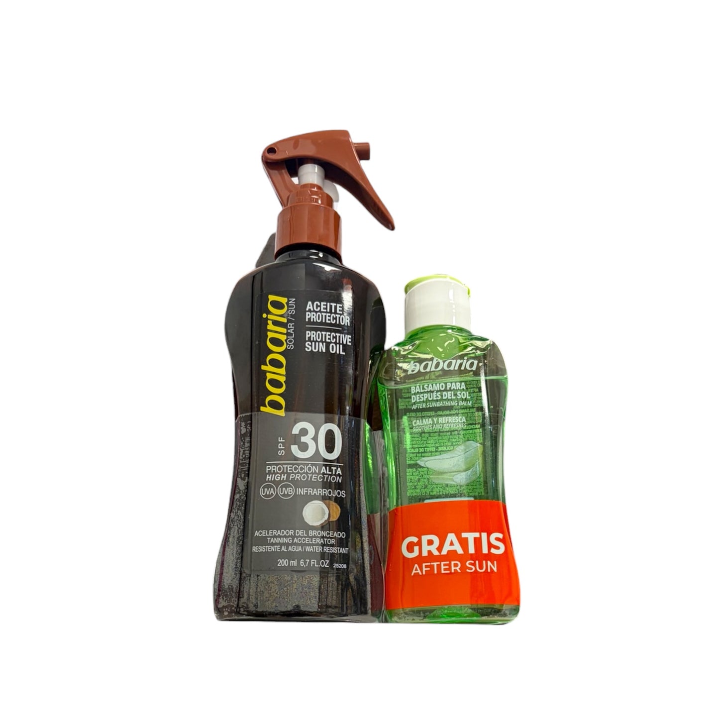 Babaria Aceite Protector Solar SPF 30 con Acelerador del Bronceado + After Sun Aloe Vera de Regalo