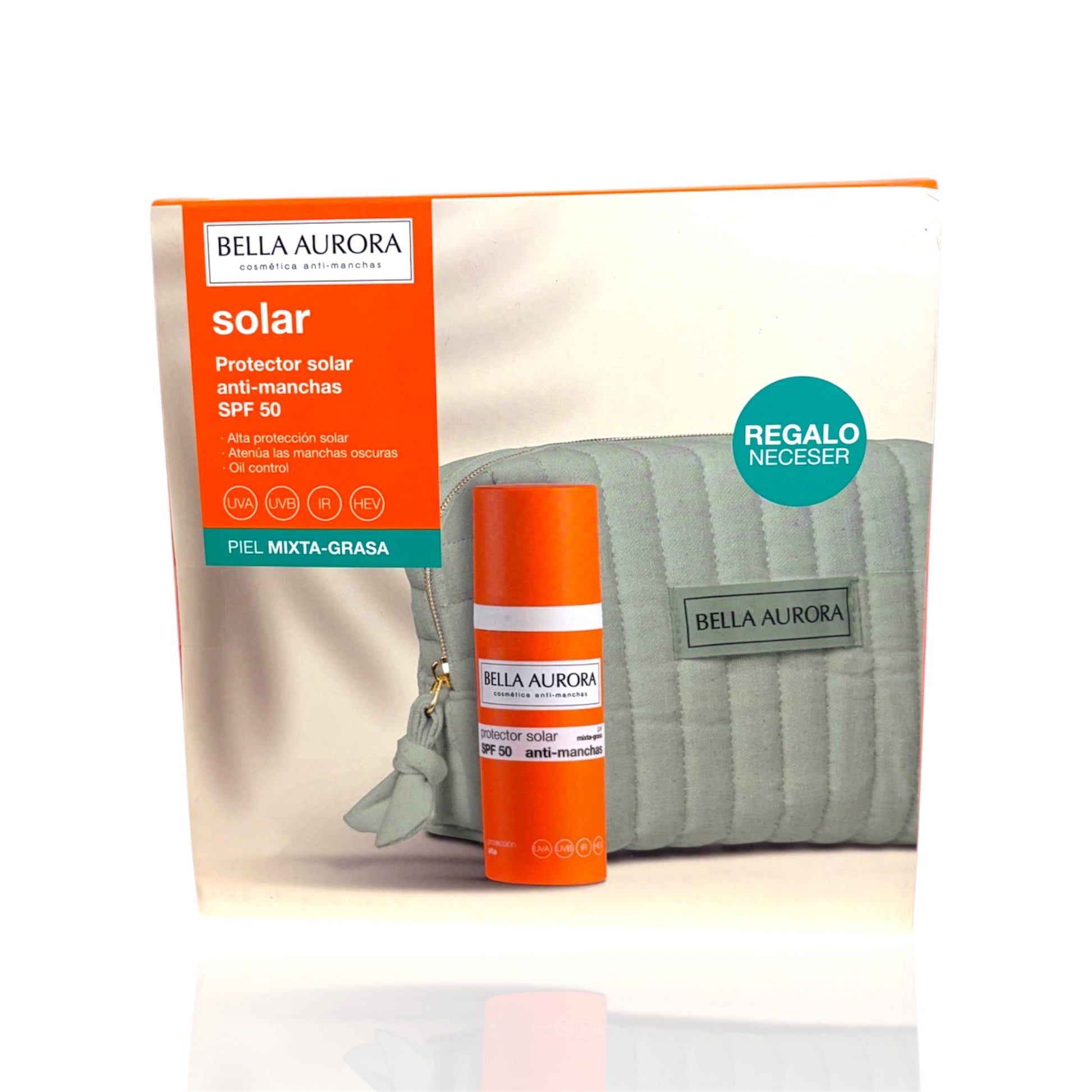 Protector Solar Bella Aurora SPF50 Antimanchas Oil Control + Neceser