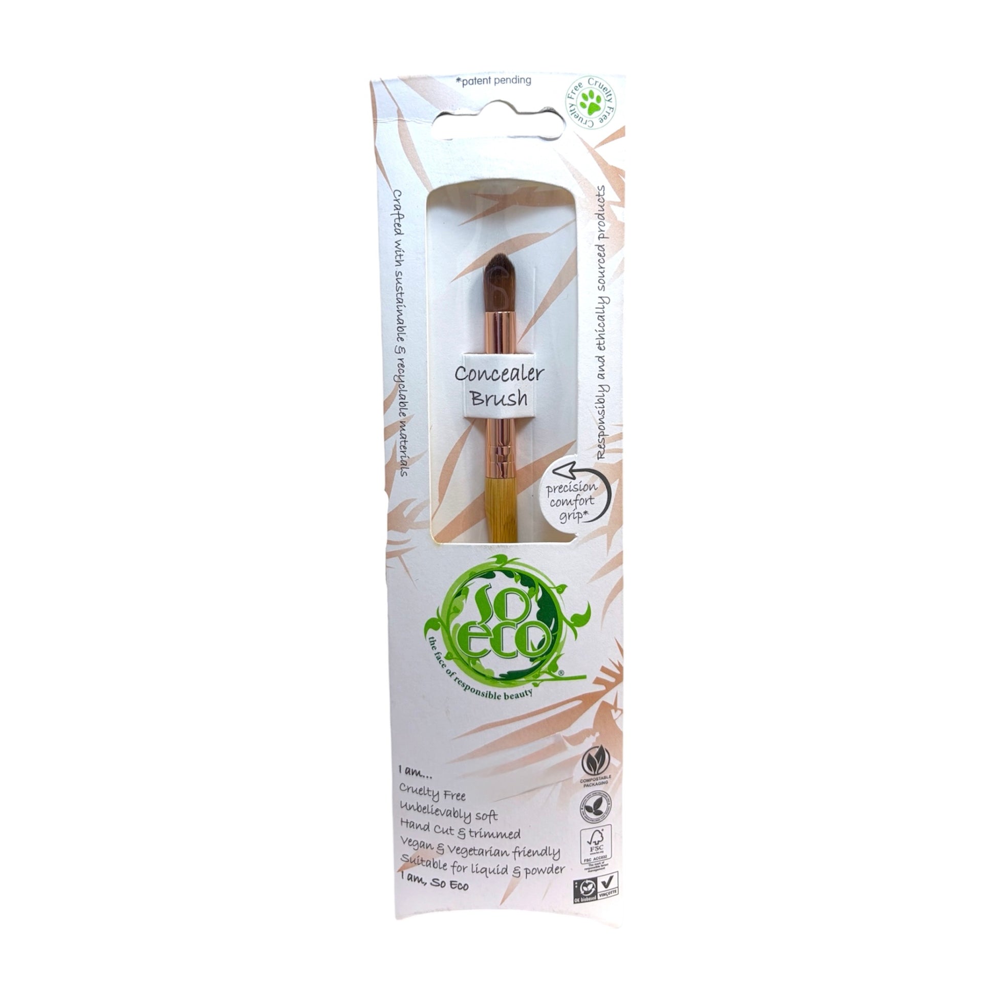 Brocha para corrector ecológica con mango de madera y cerdas suaves