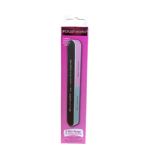 Lima y pulidor de uñas Brushworks 6 en 1 Shape & Shine Buffer multifunción