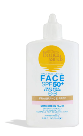 Bondi Sands fluido facial diario spf 50 sin perfume con color