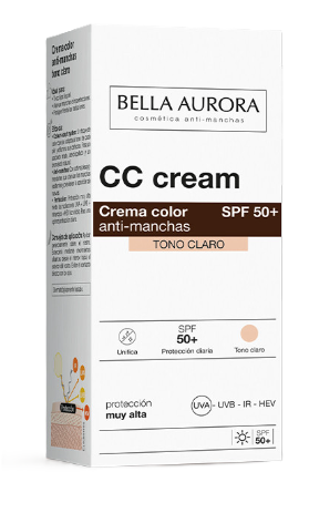 Bella Aurora CC Cream antimanchas SPF50+. Tono claro