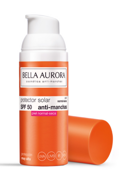 Bella Aurora Protector solar antimanchas SPF50+. Piel normal-seca