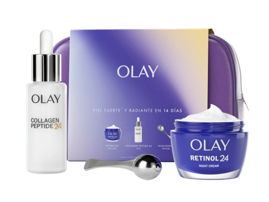 Olay neceser crema retinol noche + sérum colágeno + masajeador facial