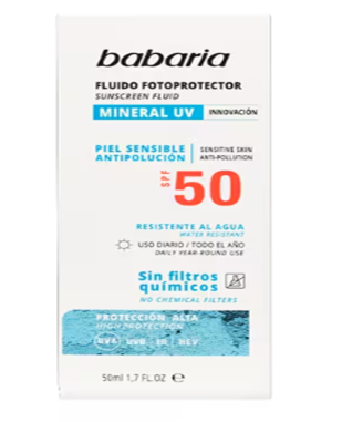 Babaria Fluido Protector Fp 50 Mineral UV Piel Sensible