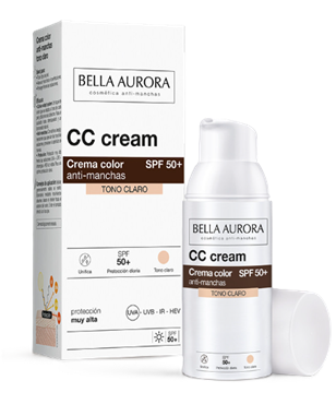 Bella Aurora CC Cream antimanchas SPF50+. Tono claro