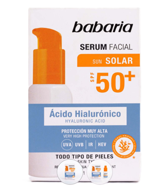 Babaria serum facial solar ácido hialurónico sfp 50