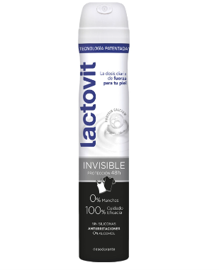 Lactovit desodorante Invisible anti-manchas blancas y amarillas 0% alcohol 48 h spray 200 ml