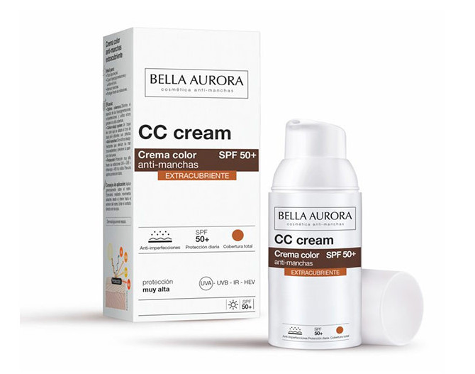 Bella Aurora CC cream color anti-manchas fp 50 extracubriente