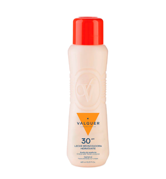 Leche hidratante bronceadora de zanahorias facial y corporal SPF 30 - 500 ml Valquer