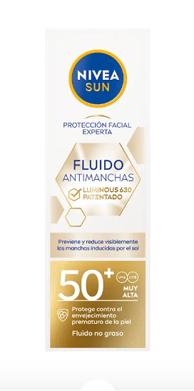 El Fluido Solar Antimanchas Luminous630 FP50+ de NIVEA SUN