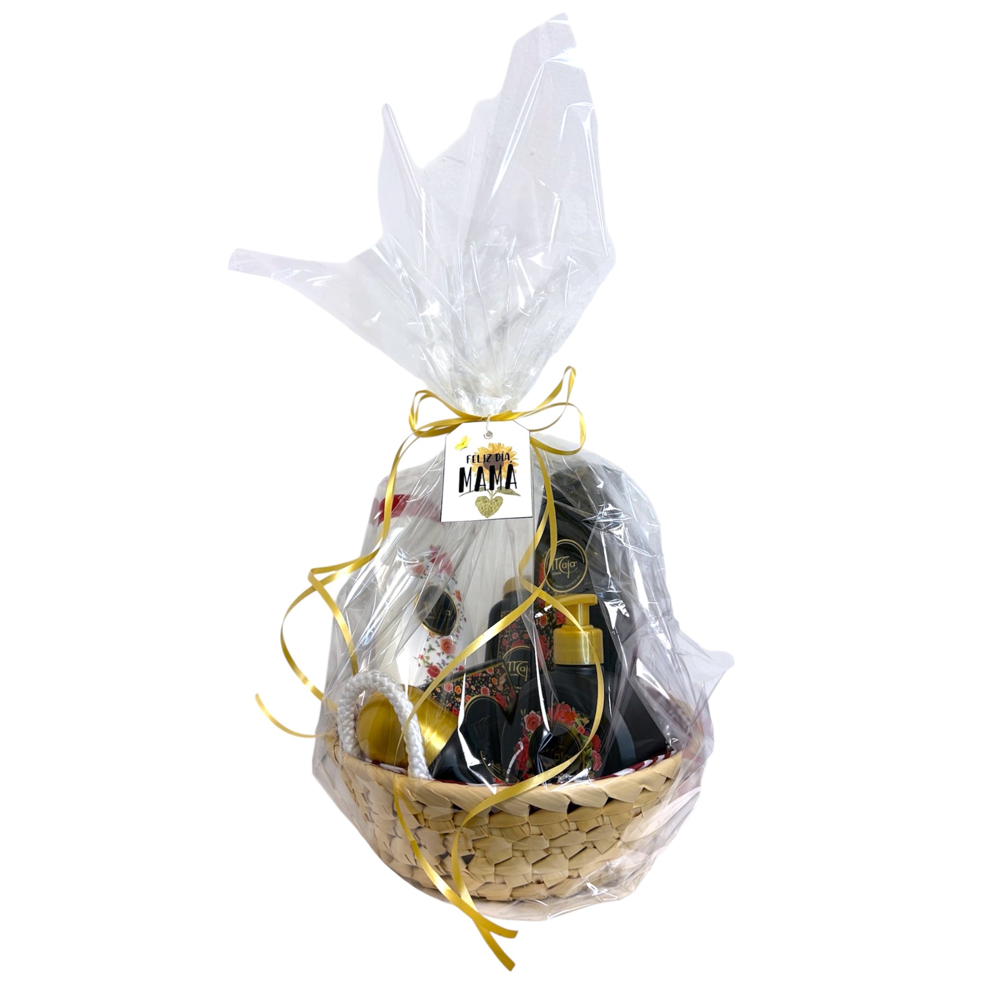 Cesta regalo Maïa con productos de belleza y baño lista para regalar