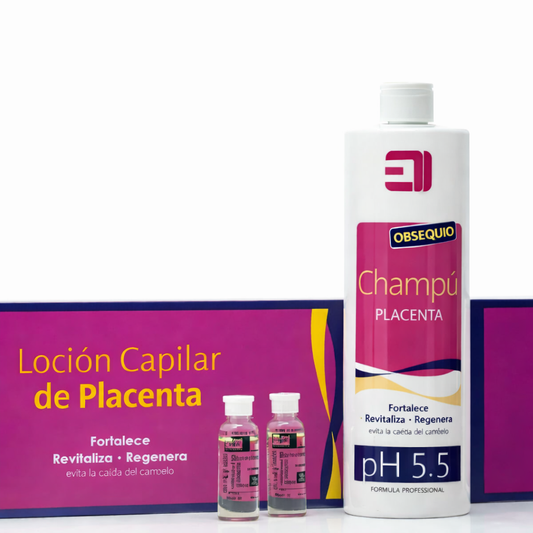 Pack Elisabeth Llorca de loción capilar de placenta en  ampollas y champú de placenta pH 5.5. 
