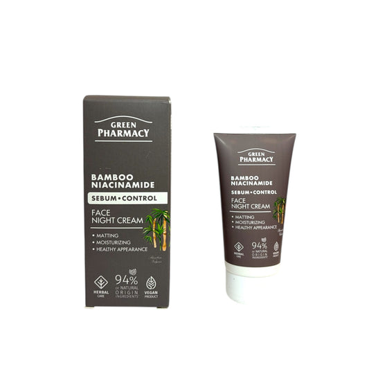 Green Pharmacy crema facial noche niacinamida bambu control sebo piel grasa
