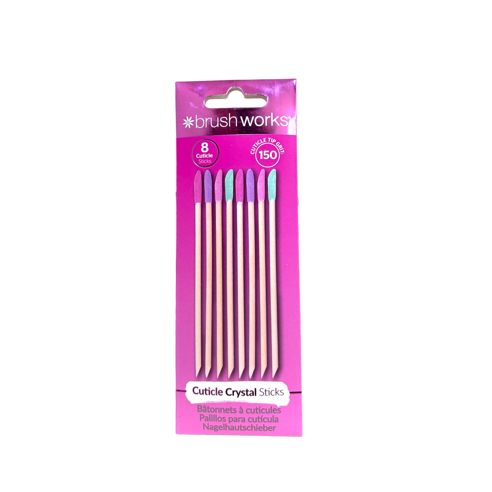 Palitos para cutícula Brushworks Cuticle Crystal Sticks pack de 8 con punta abrasiva grano 150