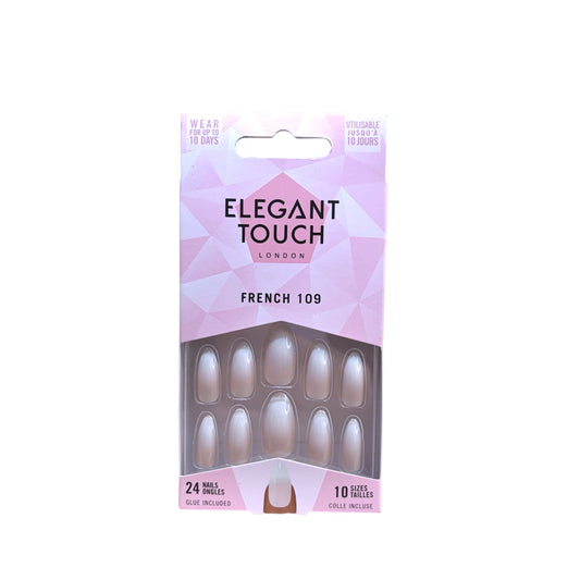 Elegant Touch Uñas Postizas French 109 – 24 uñas con pegamento incluido