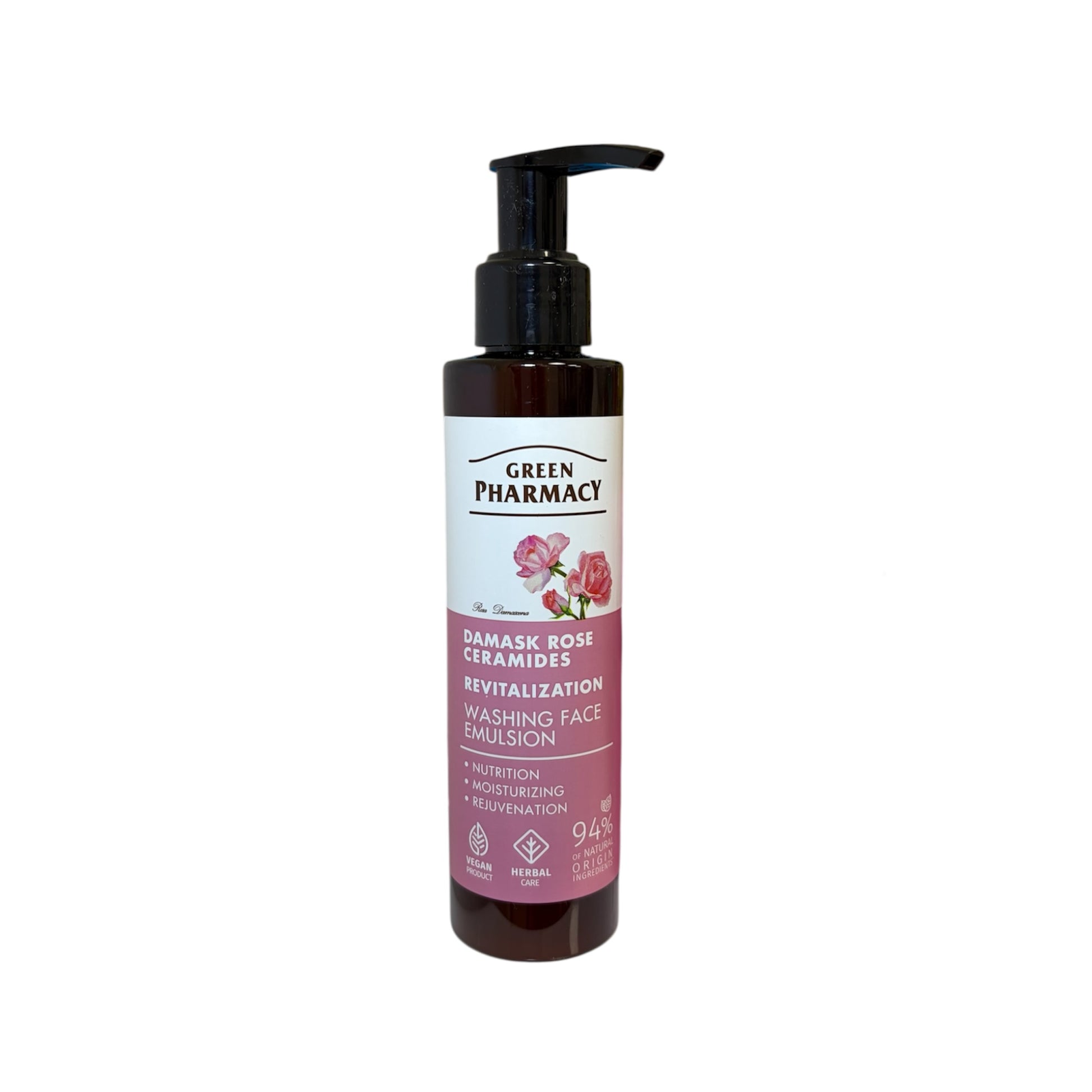 Gel Facial Rosas de Damasco con Ceramidas Green Pharmacy – Emulsión Limpiadora Revitalizante