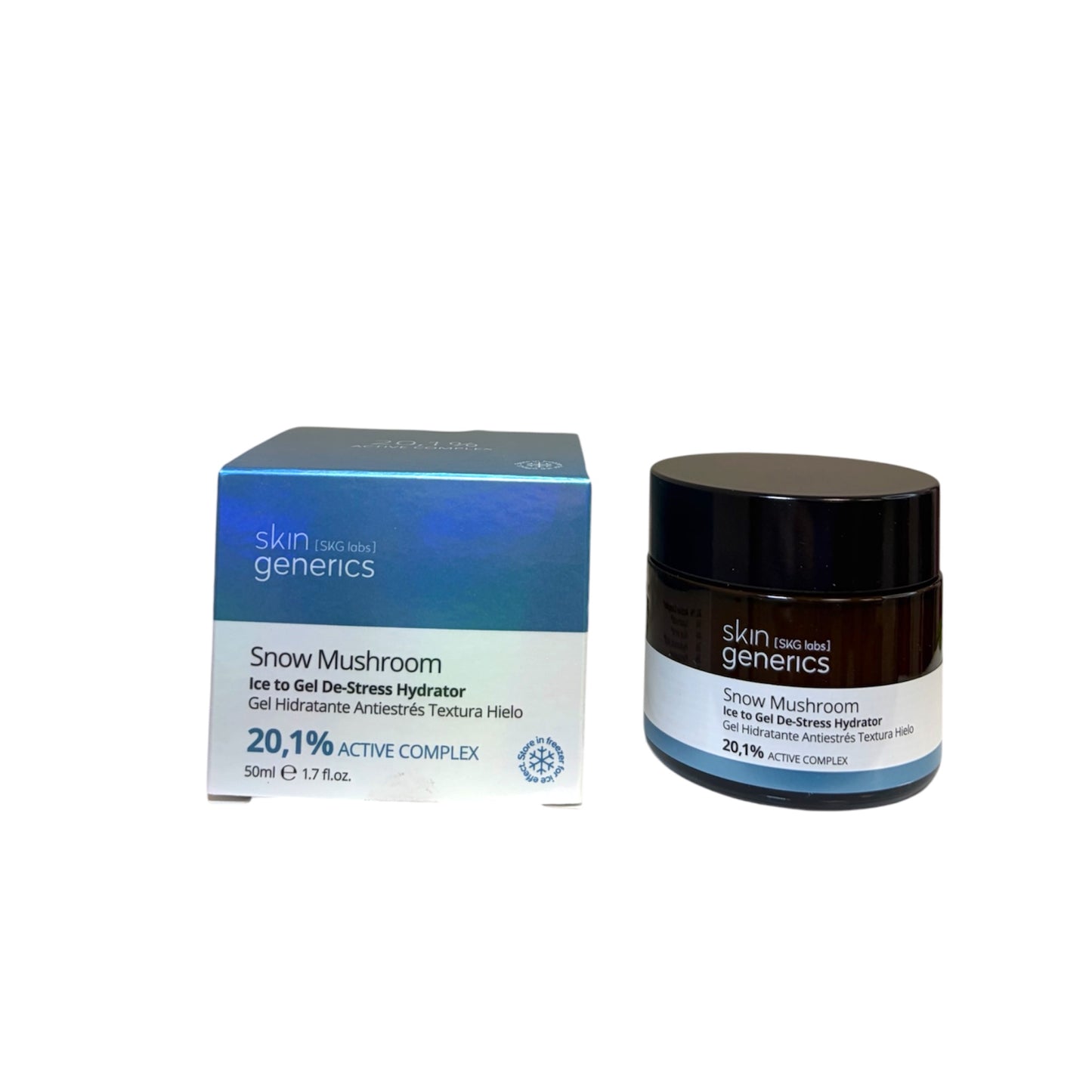 Gel hidratante efecto frío con snow mushroom Skin Generics textura hielo