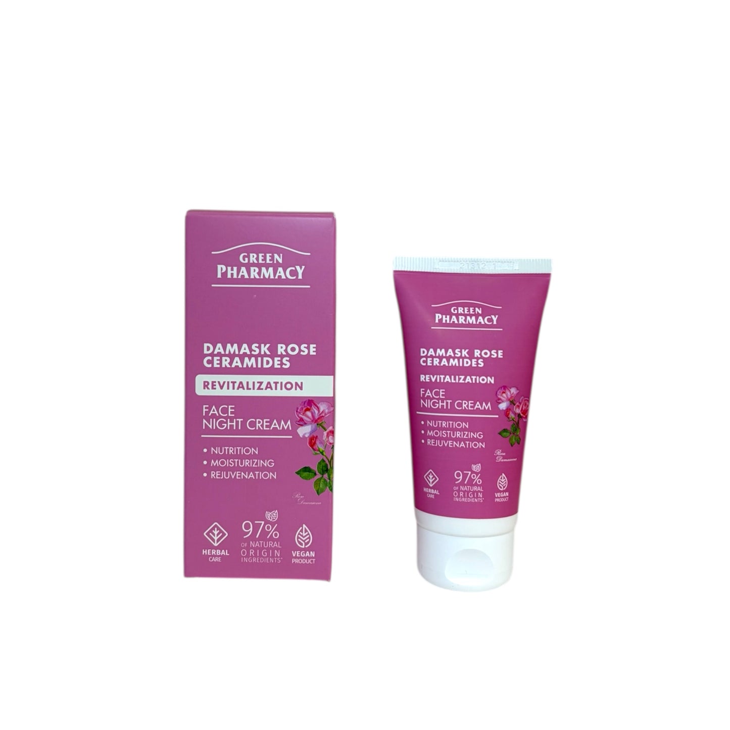 Green Pharmacy crema facial noche rosa damascena ceramidas hidratante revitalizante