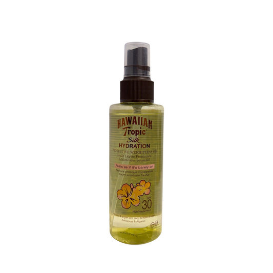 Hawaiian Tropic Silk Hydration Protective Weightless Oil SPF 30 aceite solar ligero con coco y argán