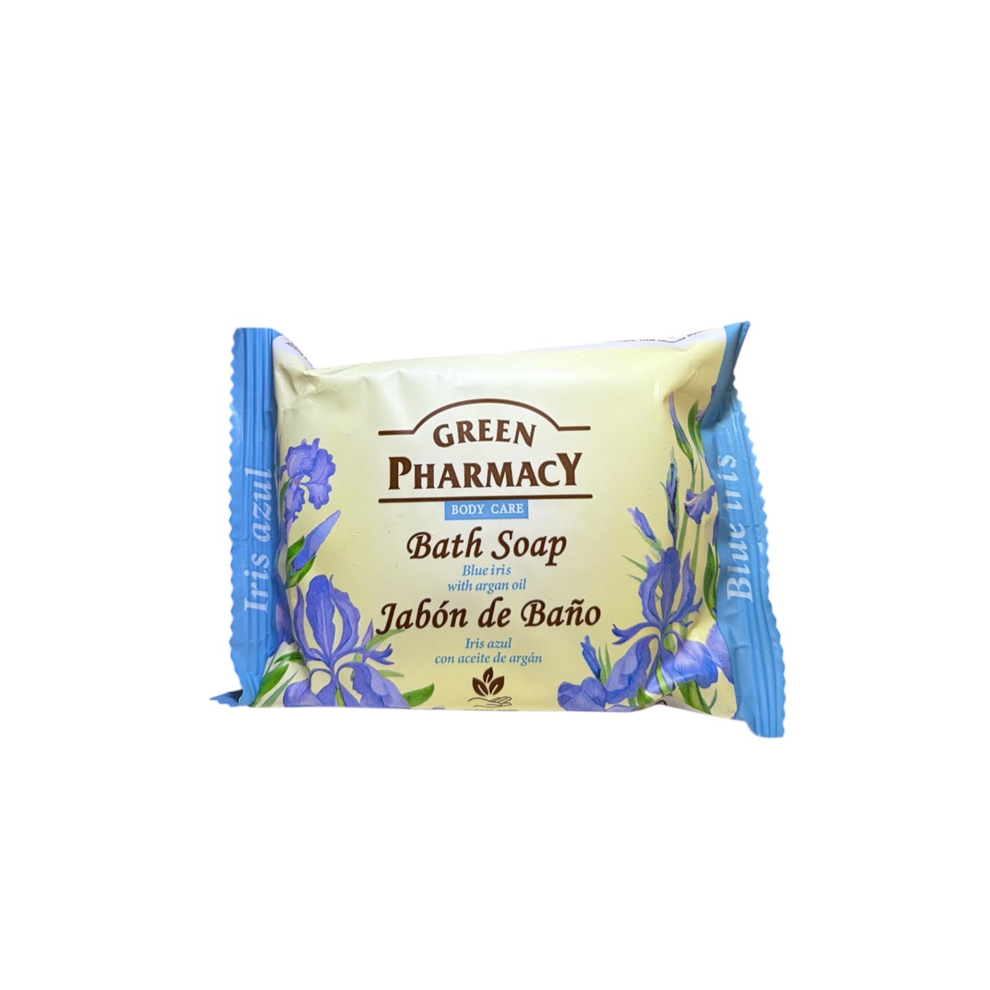 Jabón de baño Green Pharmacy con iris azul y aceite de argán en pastilla