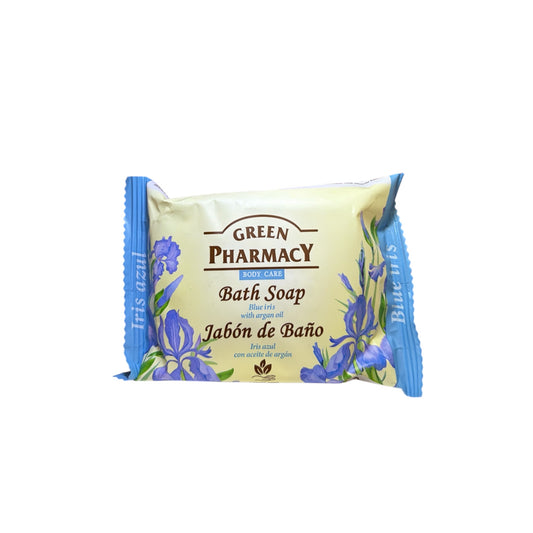 Jabón de baño Green Pharmacy con iris azul y aceite de argán en pastilla