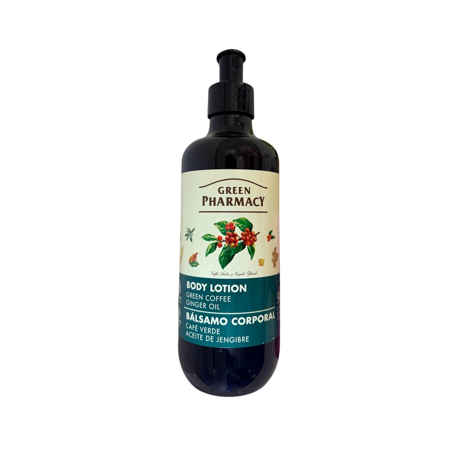 Loción corporal café verde y aceite de jengibre 400 ml Green Pharmacy hidratante y tonificante