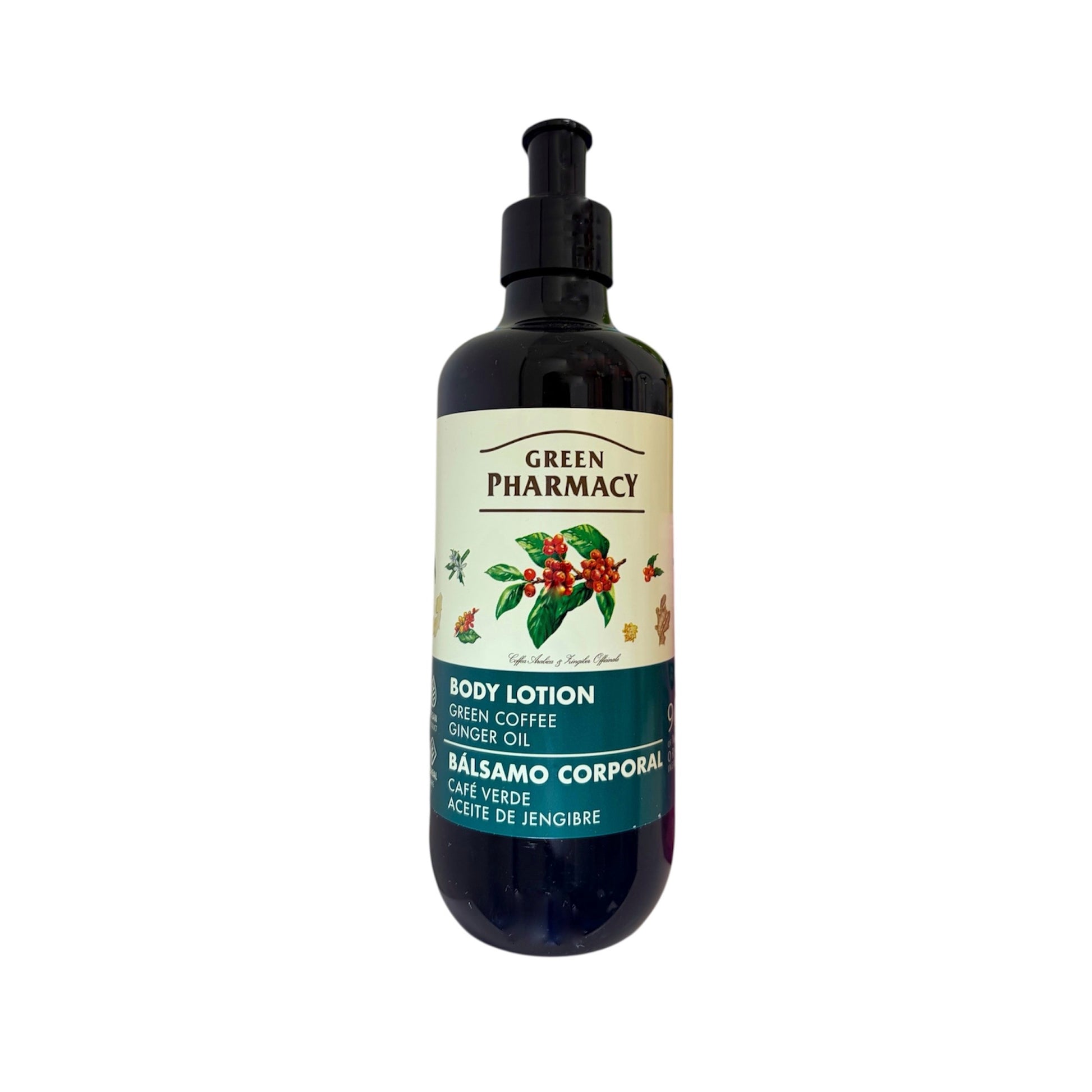 Loción corporal café verde y aceite de jengibre 400 ml Green Pharmacy hidratante y tonificante