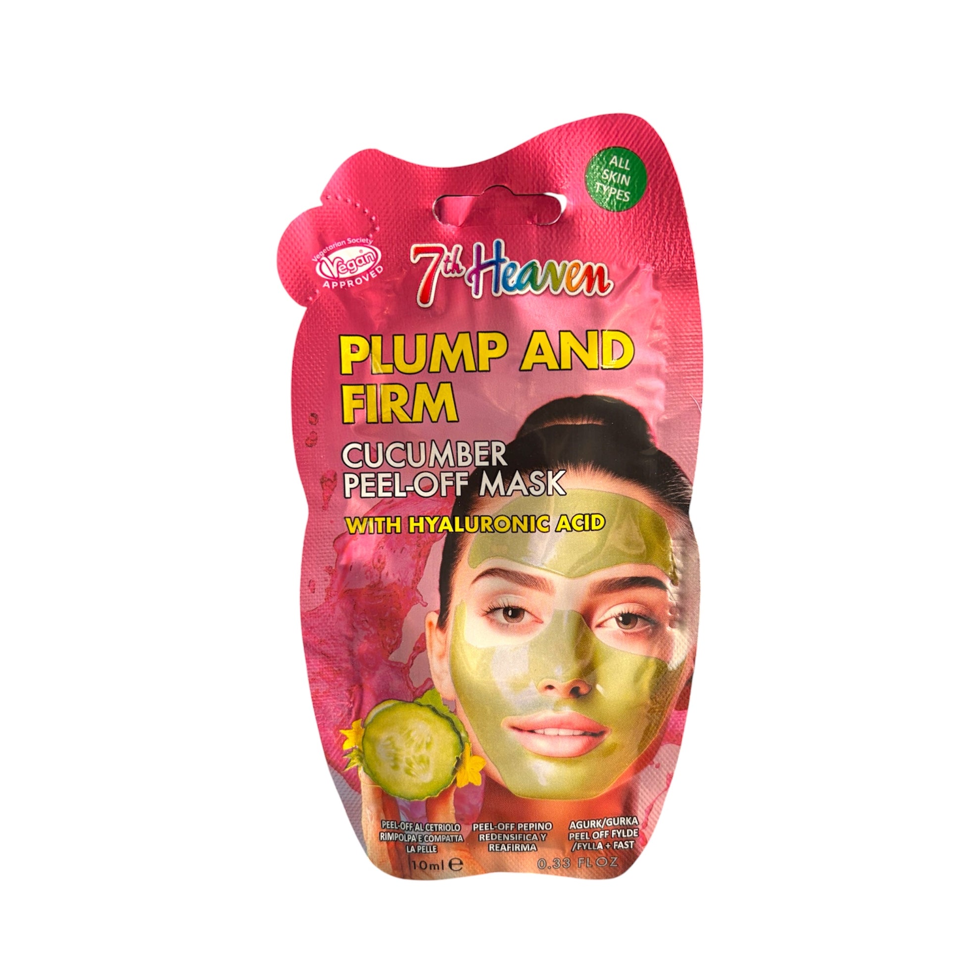 Mascarilla facial peel-off de pepino con ácido hialurónico para hidratar, reafirmar y suavizar la piel