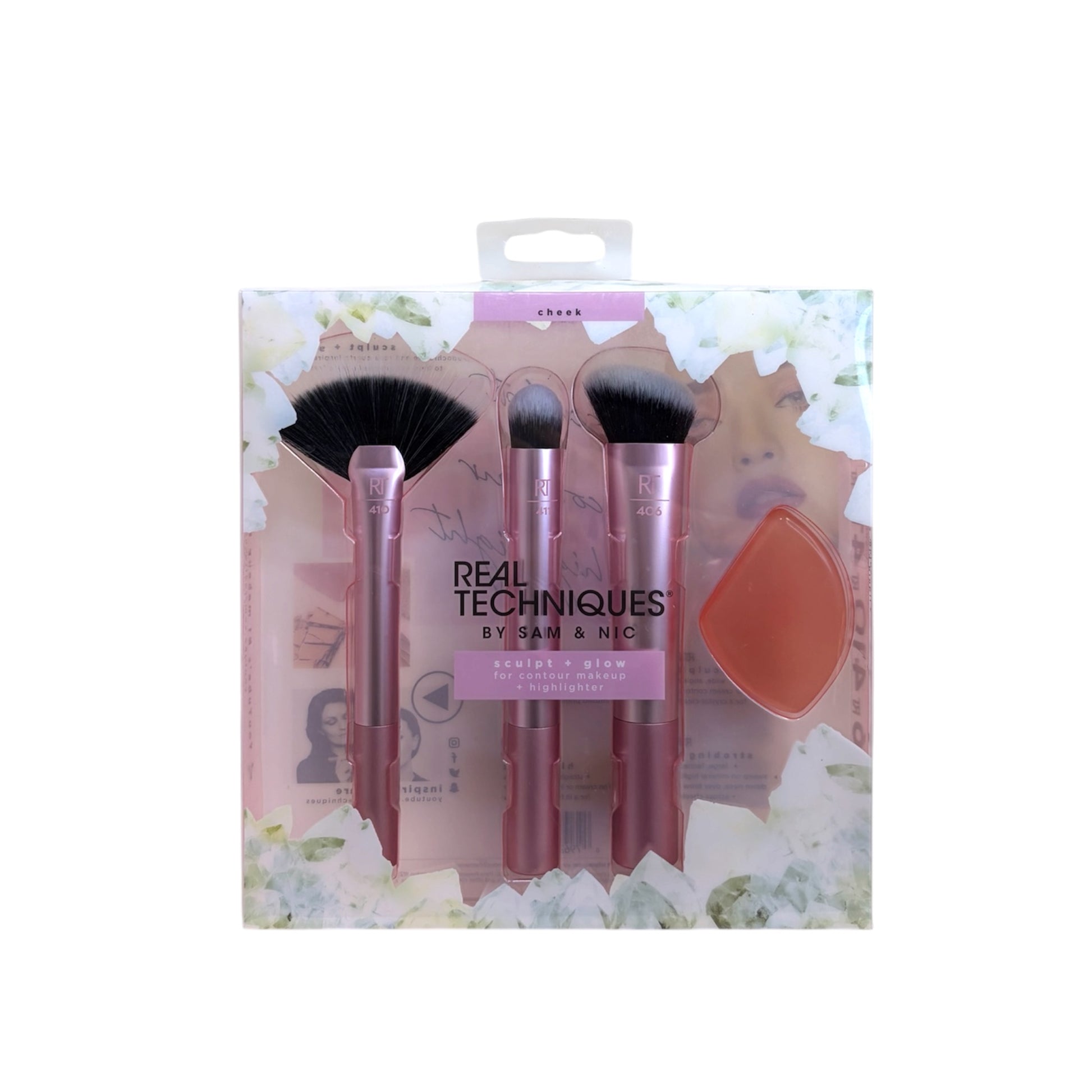 Set Real Techniques Sculpt & Glow con brochas para contorno, iluminador y esponja de maquillaje