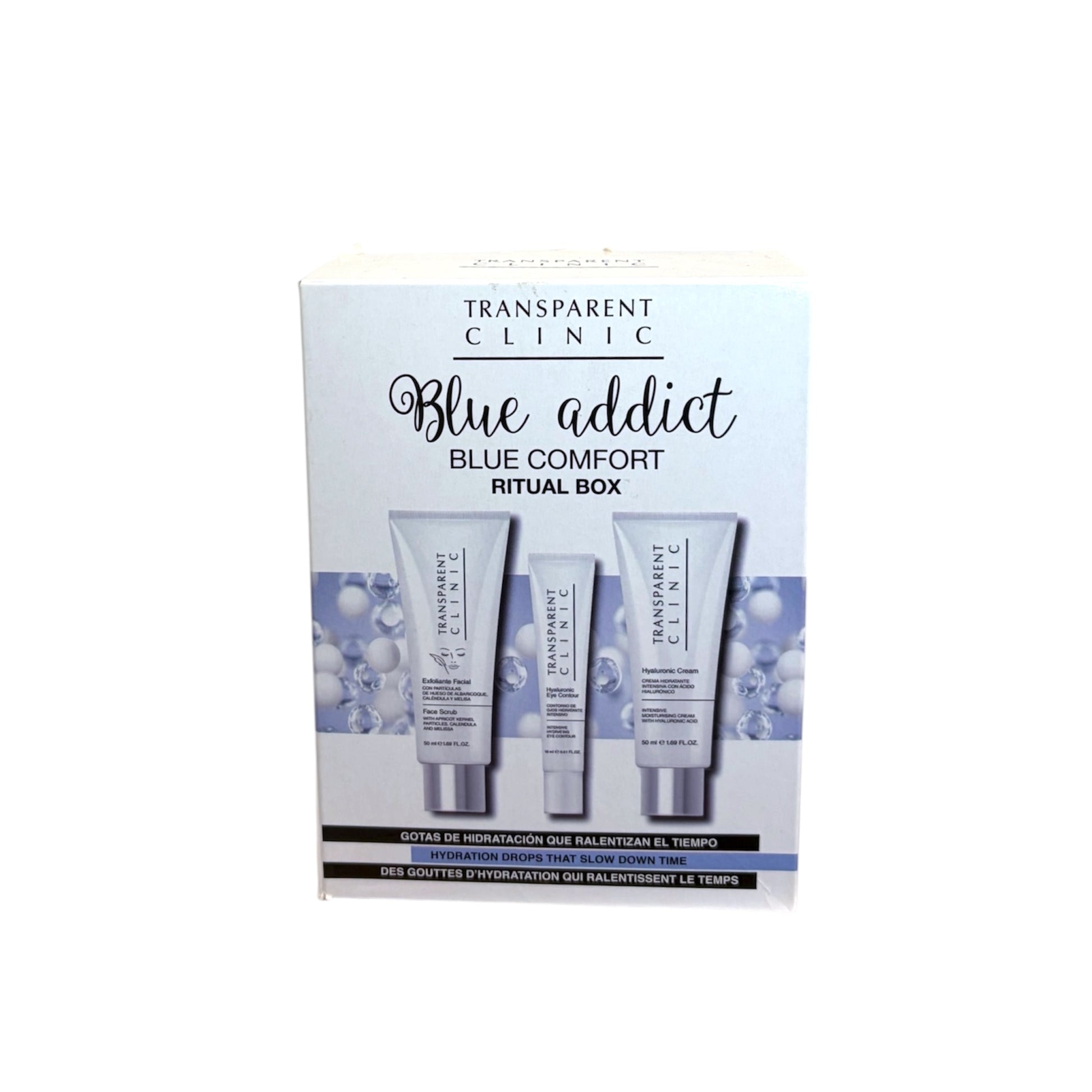 Pack Transparent Clinic Blue Addict cuidado facial hidratante rutina completa