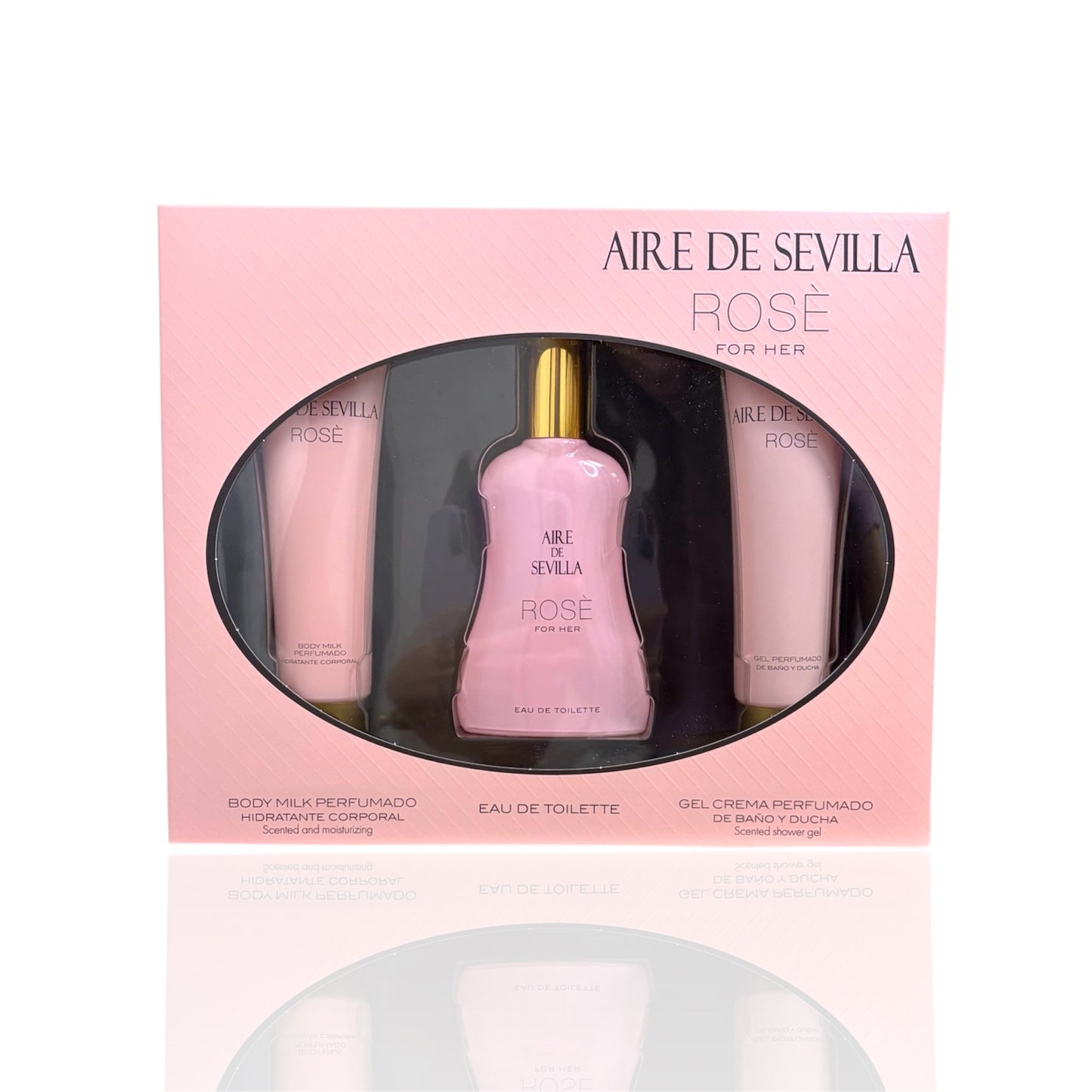 Pack Aire de Sevilla Rosé mujer con perfume, loción corporal y gel de baño