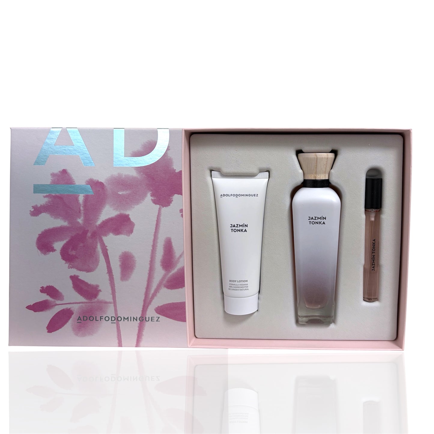Set Jazmín Tonka Adolfo Domínguez perfume loción corporal y mini spray