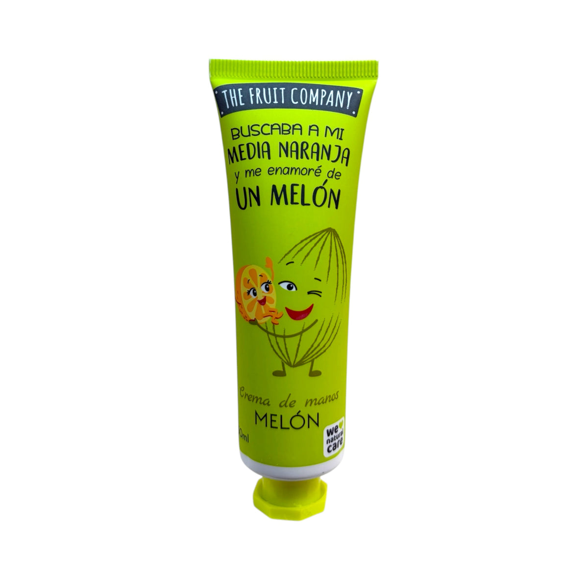 Crema de manos The Fruit Company Melón 50 ml en tubo verde con ilustración de melón.