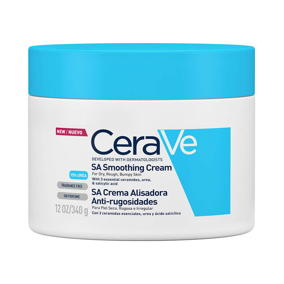 CeraVe SA Crema Alisadora anti-rugosidades con ácido salicílico y urea para piel seca, áspera e irregular desarrollada por dermatólogos