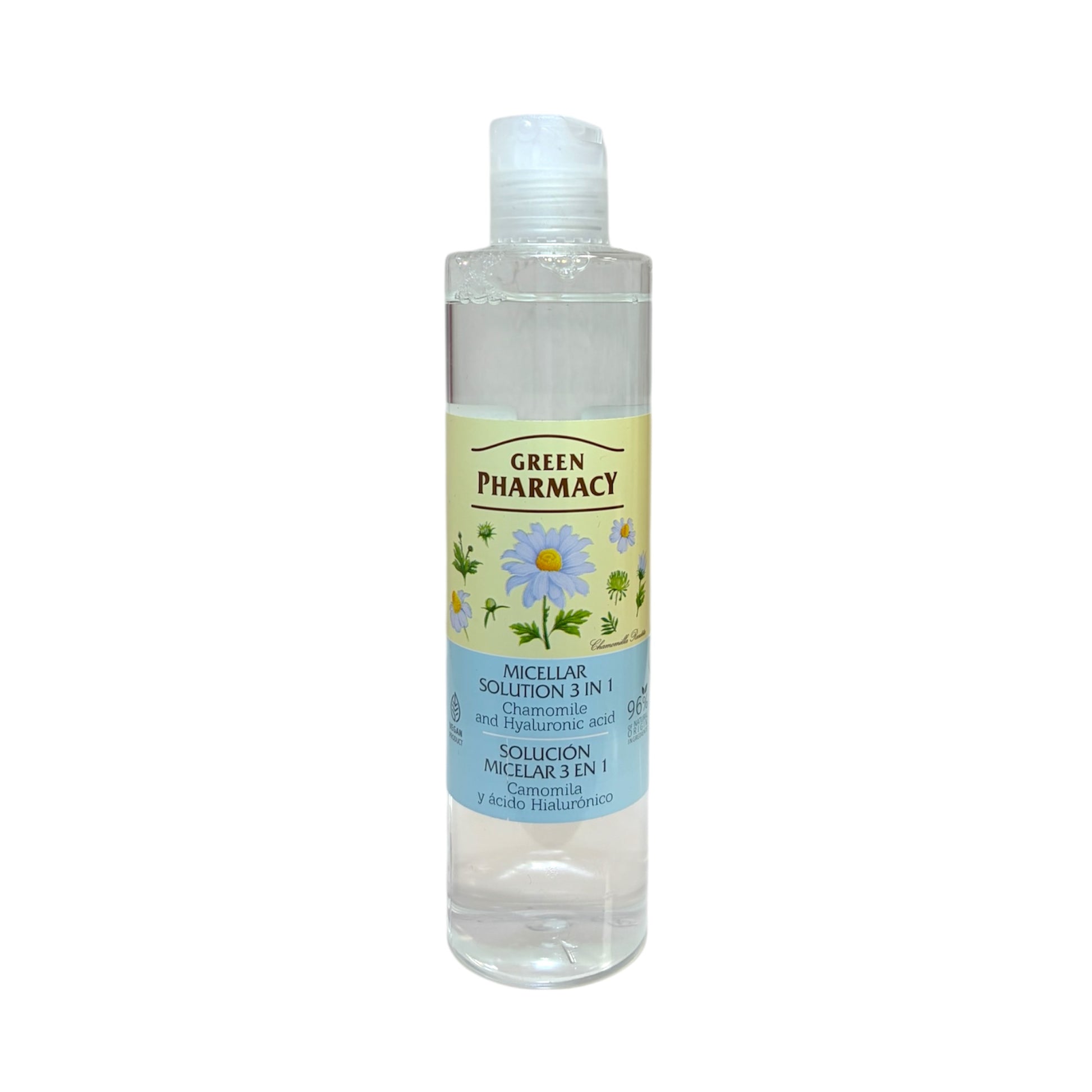 Agua micelar 3 en 1 Green Pharmacy con camomila y ácido hialurónico 250ml